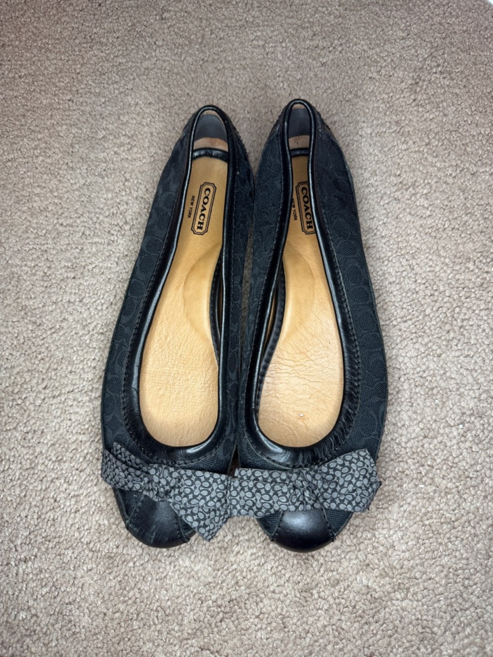 Coach Black Signature Bow Ballet Flats